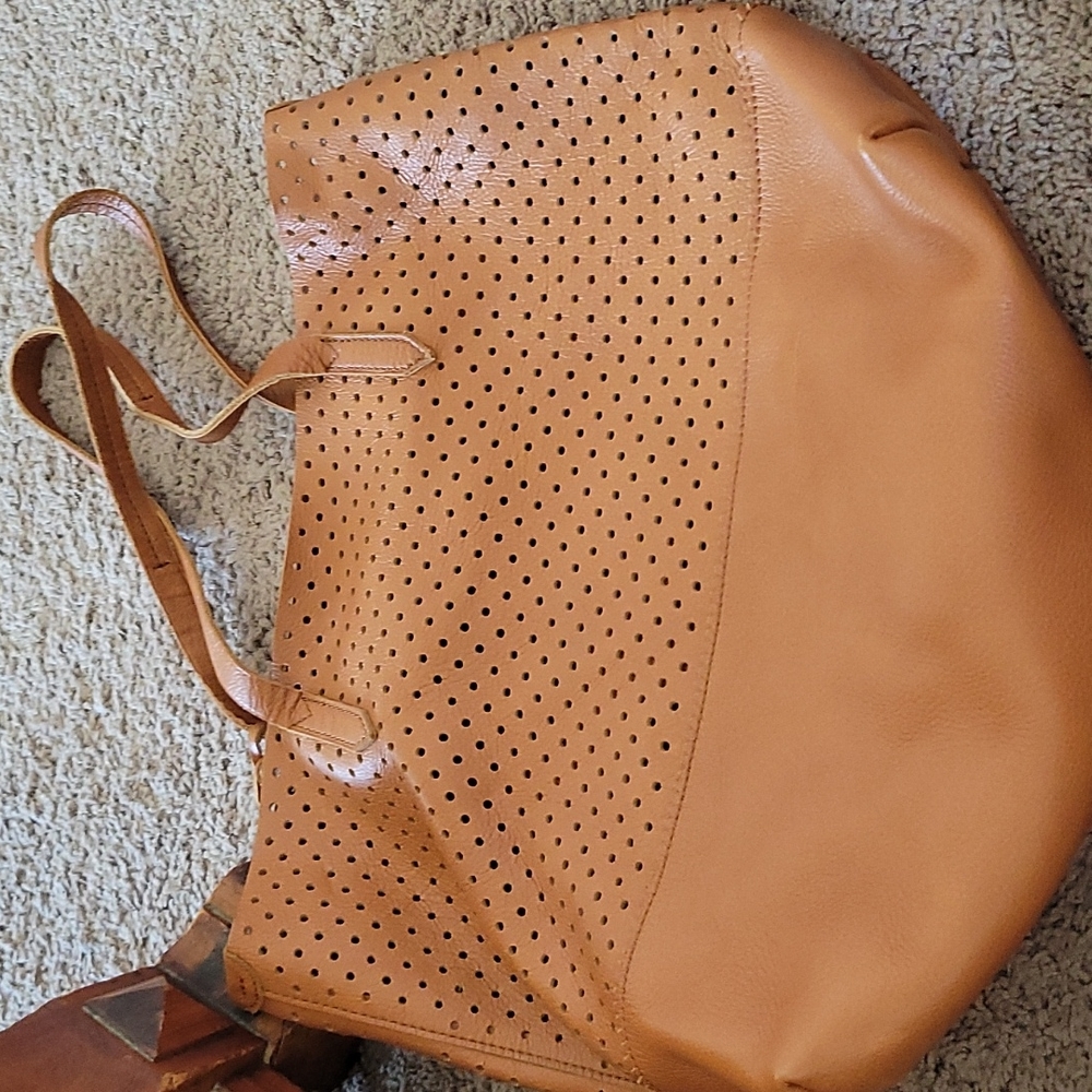 J crew brown leather tote